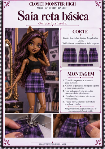 Página real 1 do Closet Monster High G3: instruções ou molde A4